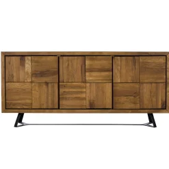 Buffet bois motif damier 3 portes 176 cm OKA