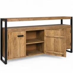 Buffet bois métal 3 portes double plateau KARGO