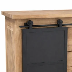 Buffet bois métal style atelier à portes coulissantes 200 cm CAMDEN