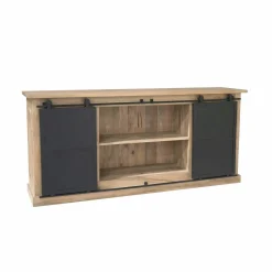 Buffet bois métal style atelier à portes coulissantes 200 cm CAMDEN