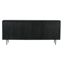 Buffet bois noir 4 portes rainurées 210 cm CORTINA