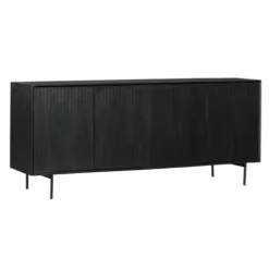 Buffet bois noir 4 portes rainurées 210 cm CORTINA