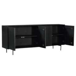 Buffet bois noir 4 portes rainurées 210 cm CORTINA