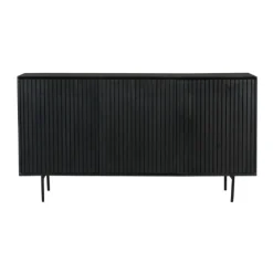 Buffet bois noir 3 portes rainurées 165 cm CORTINA
