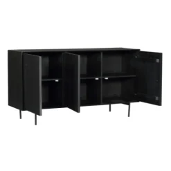 Buffet bois noir 3 portes rainurées 165 cm CORTINA