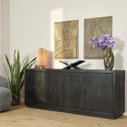 Buffet bois noir 4 portes style minimaliste MONTARO