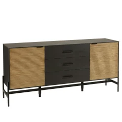 Buffet bois noir 3 tiroirs 2 portes en pin ALMEIRA