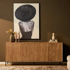 Buffet bois 4 portes rainurées CORTINA