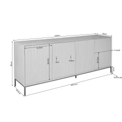 Buffet bois 4 portes rainurées CORTINA