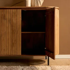 Buffet bois rainuré ovale 4 portes CALERO