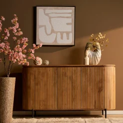 Buffet bois rainuré ovale 3 portes CALERO
