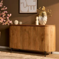 Buffet bois rainuré ovale 3 portes CALERO