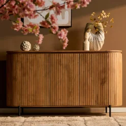 Buffet bois rainuré ovale 3 portes CALERO