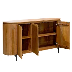 Buffet bois rainuré ovale 3 portes CALERO