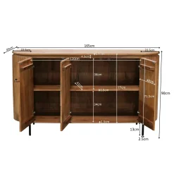 Buffet bois rainuré ovale 3 portes CALERO