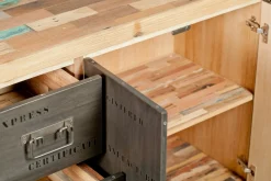 Buffet bois recyclé 4 portes 3 tiroirs 200x90 CARAVELLE