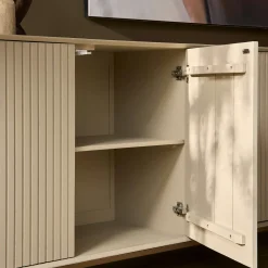 Buffet bois sable 4 portes rainurées 210 cm CORTINA