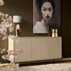 Buffet bois sable 3 portes rainurées 165 cm CORTINA