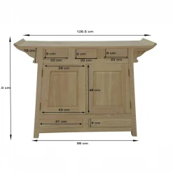Buffet Chinois Hévéa 2 portes, 5 tiroirs 125x45x90cm MAORI