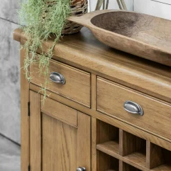 Buffet chêne campagne chic avec casier bouteilles VALMONT