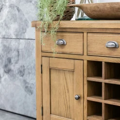 Buffet chêne campagne chic avec casier bouteilles VALMONT