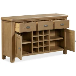 Buffet chêne campagne chic avec casier bouteilles VALMONT
