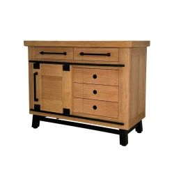 Buffet chêne clair 1 porte coulissante 5 tiroirs ALPINE