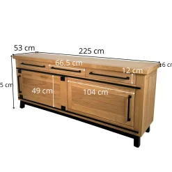 Buffet chêne clair à portes coulissantes 225 cm ALPINE