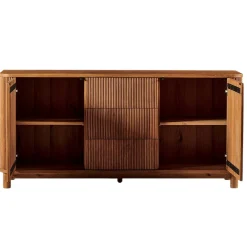 Buffet chêne rainuré moderne 2 portes 3 tiroirs IENA
