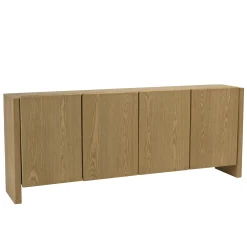 Buffet 190cm couleur naturelle 4 portes design arrondi VELAR