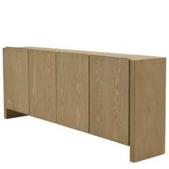 Buffet 190cm couleur naturelle 4 portes design arrondi VELAR