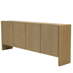Buffet 213 cm couleur naturelle 4 portes design arrondi VELAR
