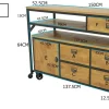 Buffet / Console à roulettes en 2 parties, 4 + 1 tiroirs, 1 porte en Hévéa recyclé coloré et métal 150x53x97cm LOFT COLORS