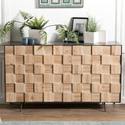 Buffet contemporain bois de sapin damier CARPATES