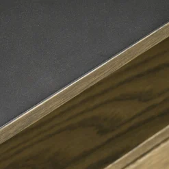 Buffet contemporain chêne massif encadrement métal noir HUDSON