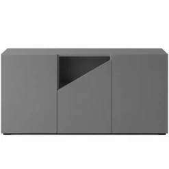 Buffet contemporain gris à découpe centrale 160 cm LORA
