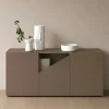 Buffet contemporain marron à découpe centrale 160 cm LORA