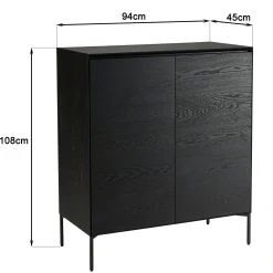 Buffet contemporain 2 portes bois couleur noire MAYENCE