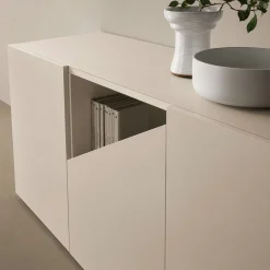 Buffet contemporain taupe à découpe centrale 160 cm LORA