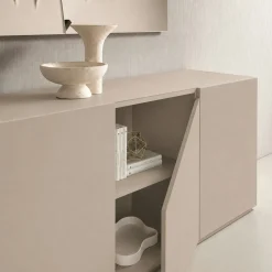 Buffet contemporain taupe à découpe centrale 160 cm LORA