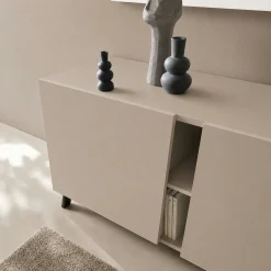Buffet contemporain taupe à découpe diagonale 180 cm LORA
