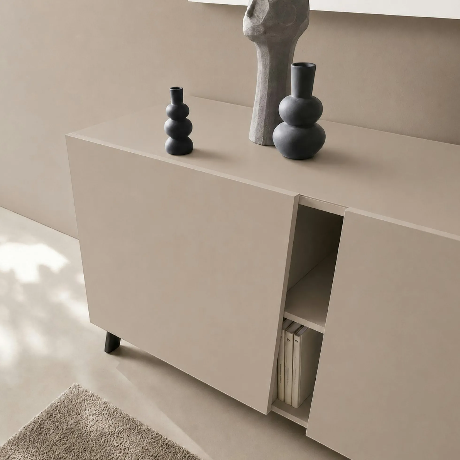 Buffet contemporain taupe à découpe diagonale 180 cm LORA