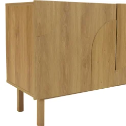 Buffet couleur naturelle 2 portes décor motif arrondi ELTON