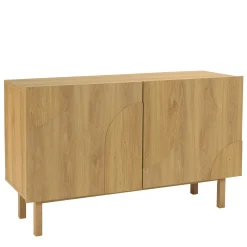 Buffet couleur naturelle 2 portes décor motif arrondi ELTON