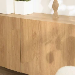 Buffet couleur naturelle 2 portes décor motif arrondi ELTON