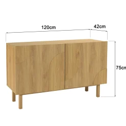 Buffet couleur naturelle 2 portes décor motif arrondi ELTON