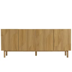 Buffet couleur naturelle 4 portes décor motif arrondi ELTON