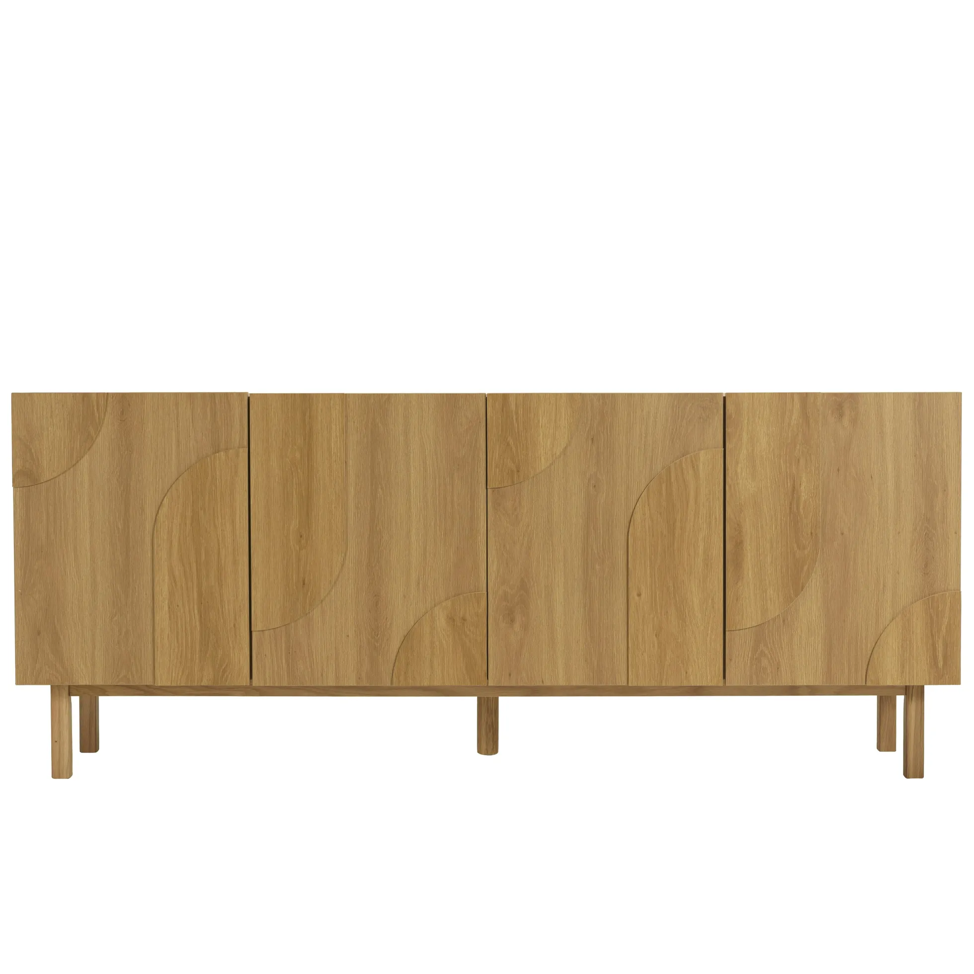 Buffet couleur naturelle 4 portes décor motif arrondi ELTON