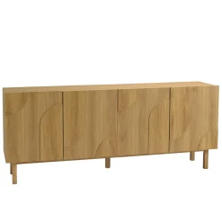 Buffet couleur naturelle 4 portes décor motif arrondi ELTON