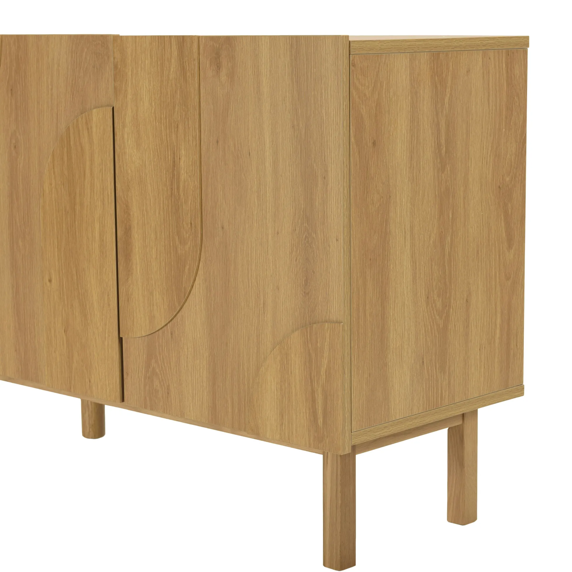 Buffet couleur naturelle 4 portes décor motif arrondi ELTON
